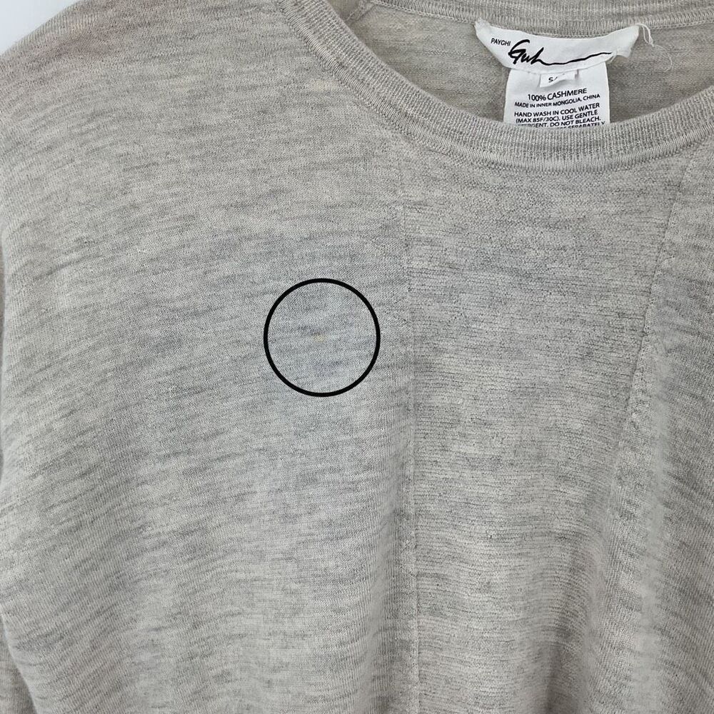 Paychi Guh 100% Cashmere Long Sleeve Sweater Heathered Oatmeal‎ Women Small - Picture 3 of 5